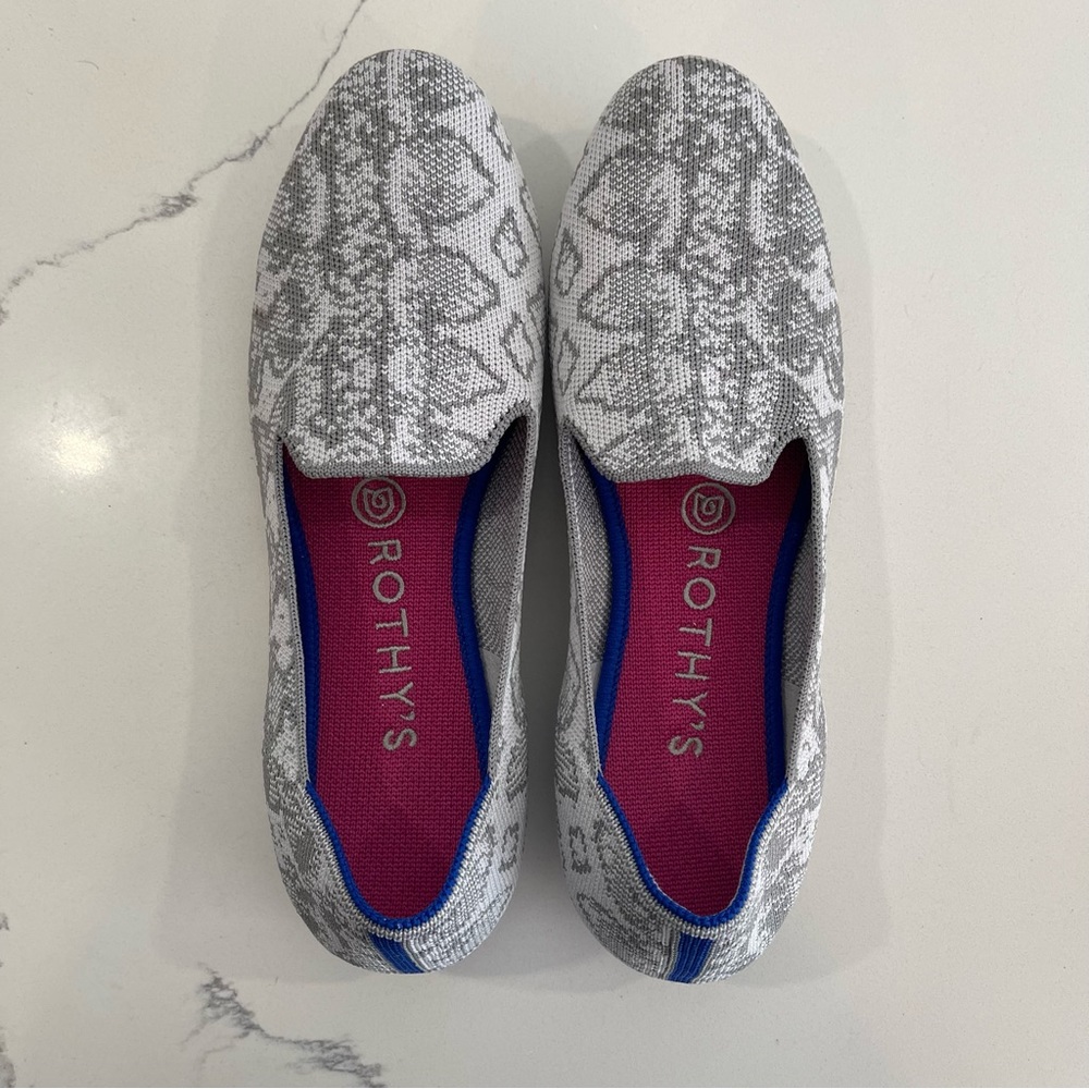 Rothy’s grey snakeskin loafer